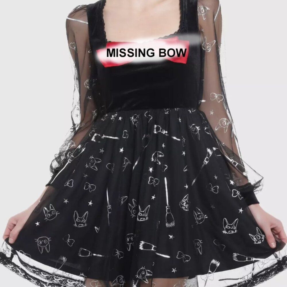 Hot Topic Black Mini Dress with Sheer Sleeves Kiki’s Delivery Service